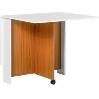 STILVORA Eettafel - Opklapbaar En Mobiel Met Wielen - Voor Keuken, Eetkamer En Balkon - Multiplex In Wit En Bruin - 120x80x73 cm