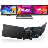 Blackview DCM5 - Draagbare Externe Monitor - 14" FHD Dubbel Scherm USB-C 100W PD - Ultradun Opvouwbaar Plug & Play Laptop scherm 13–17,3" - Grijs