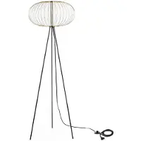 STONES Mizar LED-vloerlamp, 5W, 3000K, lampenkap van gepolijst messing en metalen voet van matzwart, design – Mizar serie