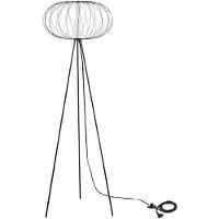 STONES Mizar LED-vloerlamp, 5W, 3000K, met een glanzend zwarte stalen lampenkap en een mat metalen voet, modern design – Mizar-serie