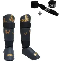 Joya Butterfly Scheenbeschermers Kinderen – Maat S – Kickboksen – Optimale Bescherming & Comfort – Goud – Incl. Bandage