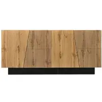 STILVORA Dressoir - Sideboard Met Verstelbare Plank En Geometrische Front - Ruim Opslag Voor Woonkamer - 160x40x72 Cm - Spaanplaat - Zwart+Notenbruin