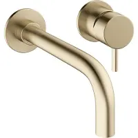 Crosswater MPRO inbouw wastafelkraan 2 gats met inbouwdeel en 23cm uitloop geborsteld messing (goud) 2x sw84108/sw209243