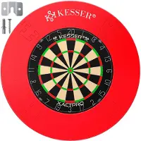 Kesser Dartbord Sisal met Surround Ring Rood - 38-delige Dart Set inclusief 9x Dartpijlen en 21x Dartflights + Accessoires