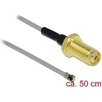DeLOCK MHF 4L (v) - SMA (v) kabel - Micro Coax (1,37 mm) - 50 Ohm / grijs - 0,50 meter