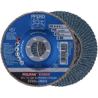 PFERD TOOLS 67788116 PFC 115 Z 80 SG POWER STEELOX Lamellenschijf Diameter 115 mm Boordiameter 22.23 mm Korrelgrootte (num) 80 RVS, Staal 10 stuk(s)