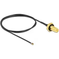 DeLOCK MHF 4L LK (v) - RP-SMA (v) kabel met afdichtring - Micro Coax (1,37 mm) - 50 Ohm / zwart - 0,50 meter