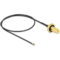DeLOCK MHF 4L LK (v) - RP-SMA (v) kabel met afdichtring - Micro Coax (1,37 mm) - 50 Ohm / zwart - 0,35 meter