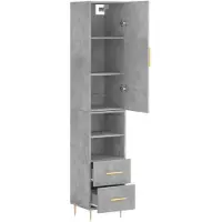vidaXL Hoge kast 34,5x34x180 cm bewerkt hout betongrijs