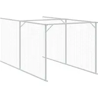 vidaXL Hondenhuis met ren, lichtgrijs, 110x813x110 cm, verzinkt staal