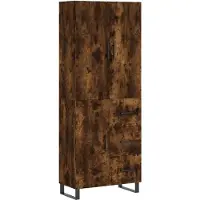vidaXL Hoge kast 69,5x34x180 cm bewerkt hout gerookt eikenkleurig