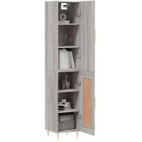 vidaXL Hoge kast 34,5x34x180 cm bewerkt hout grijs sonoma eikenkleurig
