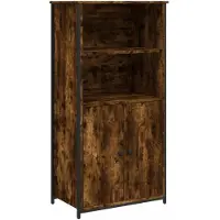 vidaXL Hoge kast 62x36x121,5 cm bewerkt hout gerookt eikenkleurig