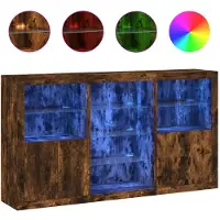 vidaXL Dressoir met LED-verlichting 181,5x37x100 cm gerookt eikenkleur