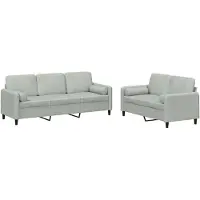 vidaXL 2-delige Loungeset met kussens fluweel lichtgrijs