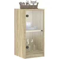 vidaXL Bijzetkast met glazen deuren 35x37x75,5 cm sonoma eikenkleurig