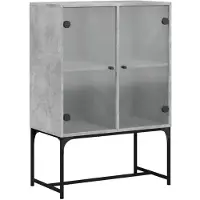 vidaXL Bijzetkast met glazen deuren 69x37x100 cm betongrijs