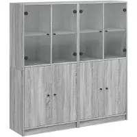 vidaXL Boekenkast met deuren 136x37x142 cm hout grijs sonoma eiken