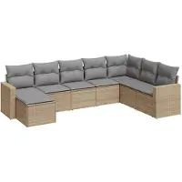 vidaXL 9-delige Loungeset met kussens poly rattan lichtgrijs