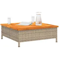 vidaXL Tuintafel 70x70x25 cm poly rattan en acaciahout beige