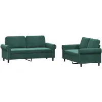 vidaXL 2-delige Loungeset met kussens fluweel donkergroen