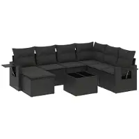 vidaXL 8-delige Loungeset met kussens poly rattan zwart
