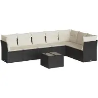 vidaXL 8-delige Loungeset met kussens poly rattan zwart