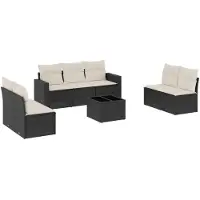 vidaXL 8-delige Loungeset met kussens poly rattan zwart