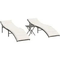 vidaXL Ligstoelen 2 st met tafel poly rattan bruin