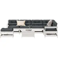 vidaXL 8-delige Loungeset met kussens massief grenenhout wit