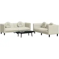 vidaXL 2-delige Loungeset met kussens fluweel crèmekleurig