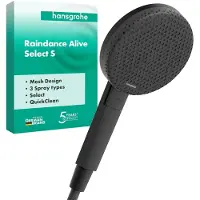 Hansgrohe Raindance Alive Select S - Handdouche - Select-knop bediening - 125mm maat - 3 straalfuncties - Mat Zwart