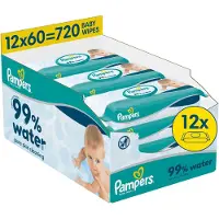 Pampers 99% Water - Billendoekjes - Zachte Lotion Met 99% Water - 12 Verpakkingen van 60 Doekjes = 720 Babydoekjes
