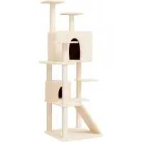 DKD Home Decor Kartonnen krabpaal met sisal krabpalen, crème kleur, 153 cm
