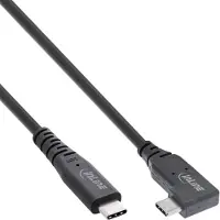 InLine USB4-kabel, USB-C, haaks aan één kant, PD 240W, 8K60Hz, TPE, zwart, 0,5m