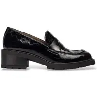 Wonders Dames Leren Mocassins Evoclub 01 Zwart (37), 1 tot 3 cm, Geen, Casual, Klassiek, Lakleer D-1401_5633_5792