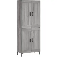 vidaXL Hoge kast 69,5x34x180 cm bewerkt hout grijs sonoma eikenkleurig