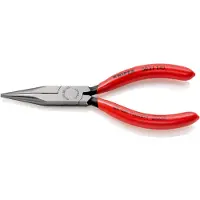 Knipex langneusklemmen, lengte 140 mm, gepolijst, handgrepen met kunststof coating, platte, ronde bekken, model SB - 30 21 140 SB