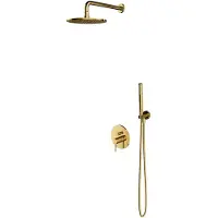 Omnires Y - Doucheset met inbouwkraan, met inbouwdeel, diameter 25 cm, goud SYSY19GL