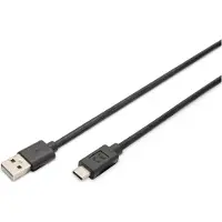Digitus AK-300148-030-S USB-kabel USB 2.0 USB-C stekker, USB-A stekker 3.00 m Zwart Afgeschermd (dubbel), Stekker past op beide manieren