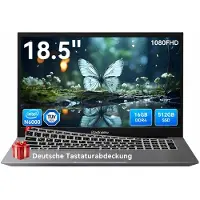 Blackview Acebook 10, 18,5-inch laptop, FHD IPS-scherm, 16GB+512GB, Intel N6000 notebook, Windows 11 Pro, inclusief siliconen toetsenbordbescherming (Duits)