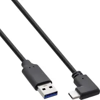 InLine USB 3.2-kabel, USB-C-stekker schuin naar A-stekker, zwart, 2m