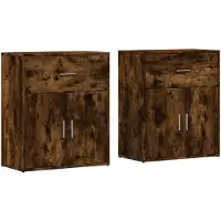 vidaXL Dressoirs 2 st 60x31x70 cm bewerkt hout gerookt eikenkleurig