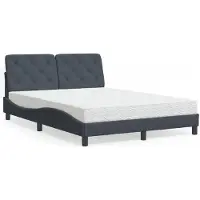 vidaXL Bed met matras fluweel donkergrijs 140x200 cm
