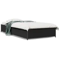 vidaXL Bedframe bewerkt hout en metaal zwart 100x200 cm