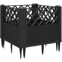 vidaXL Plantenbak met pinnen 43,5x43,5x43,5 cm polypropeen zwart