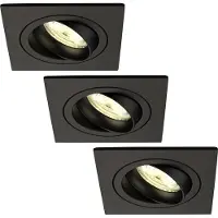 LEDVION - 3X LED Inbouwspot Sevilla - Dimbaar - 3W - 2700K - Ø92 mm - Zwart