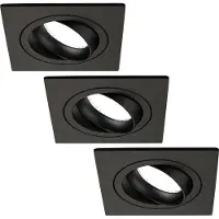 LEDVION - 3X LED Inbouwspot Sevilla - Dimbaar - 3W - 6500K - Ø92 mm - Zwart