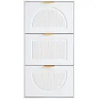 MODFU Schoenenkast - Ruimtebesparend - Modern - Voor Hal - MDF En Spaanplaat - Wit - 60 X 24 X 114 Cm