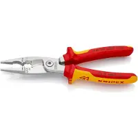 Knipex Elektro installatietang geïsoleerd | Meer-componentengrepen | VDE-getest | Verchroomd | Lengte 200 mm | Zelfbedieningskaart/blister - 13 86 200 SB